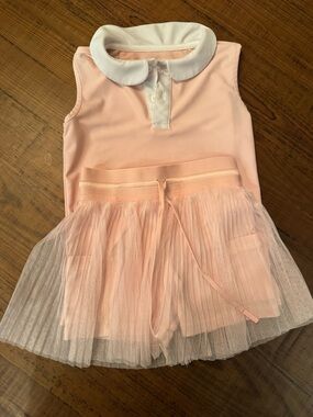 Courtside kids Pink Tulle Skirted Shorts and Polo Top Set